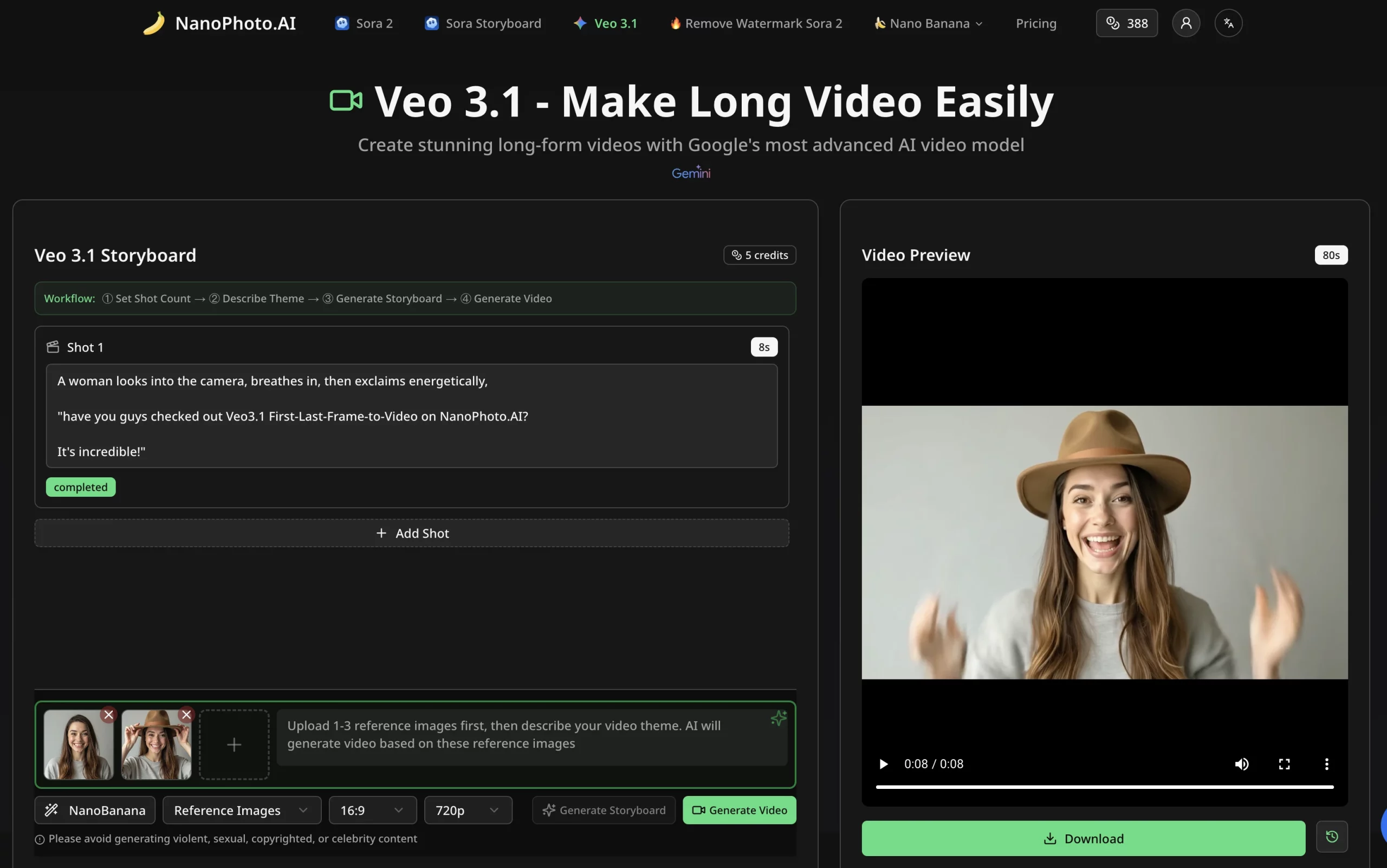 Veo 3.1 - Make Long Video Easily | Google AI Video Generator